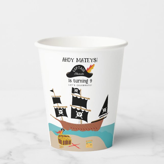 Pirate Theme Birthday Party  Paper Cups (Front)