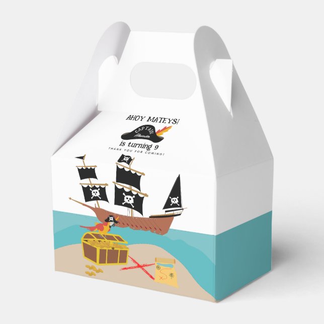 Pirate Theme Birthday Party Thank You Favour Box (Front Side)