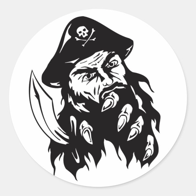 Pirate Theme Party Accessories Bearded Pirate Classic Round Sticker (Front)