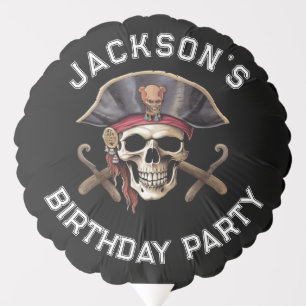 Pirate theme Party Adult CAPTAIN Skull 1  BLACK Balloon