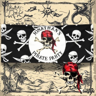 Pirate theme Party Adult Salty Skull Black. Banner