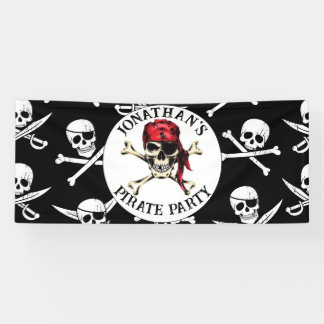 Pirate theme Party Adult Salty Skull Black. Banner