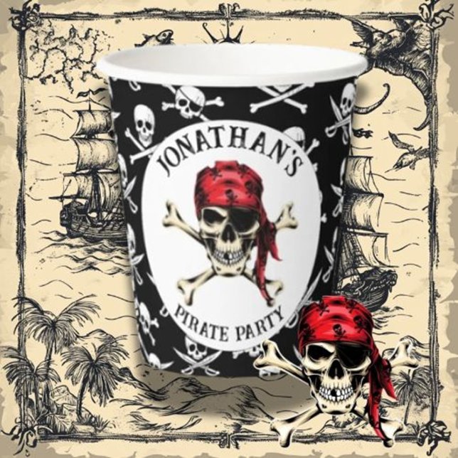 Pirate theme Party Adult Salty Skull Paper Cups (Creator Uploaded)