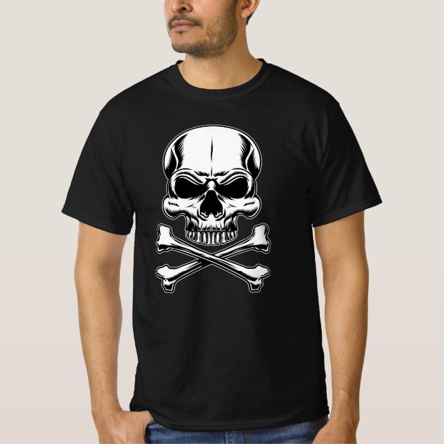 Pirate theme Party Adult Ship Skull T-Shirt (Front)