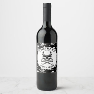 Pirate theme Party Adult Ship Skull   Wine Label