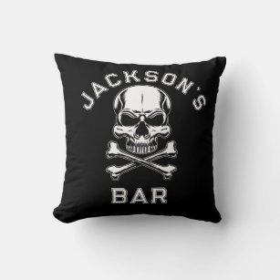Pirate theme Party Adult Ships Skull. Black Cushion