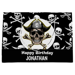 Pirate theme Party Adult Skull and Cross Bones Large Gift Bag