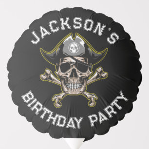 Pirate theme Party Adult Skull. BLACK Balloon