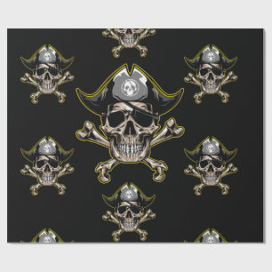 Pirate theme Party Adult Skull Bones Wrapping Paper