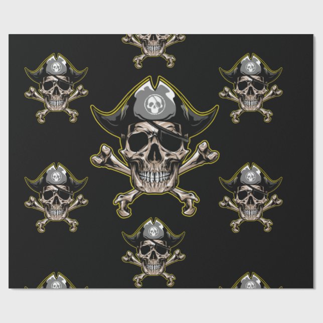 Pirate theme Party Adult Skull Bones  Wrapping Paper (Flat)