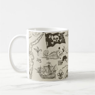 Pirate theme: vintage nautical pattern. coffee mug