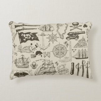 Pirate theme: vintage nautical pattern. decorative cushion