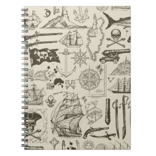 Pirate theme: vintage nautical pattern. notebook