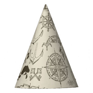 Pirate theme: vintage nautical pattern. party hat