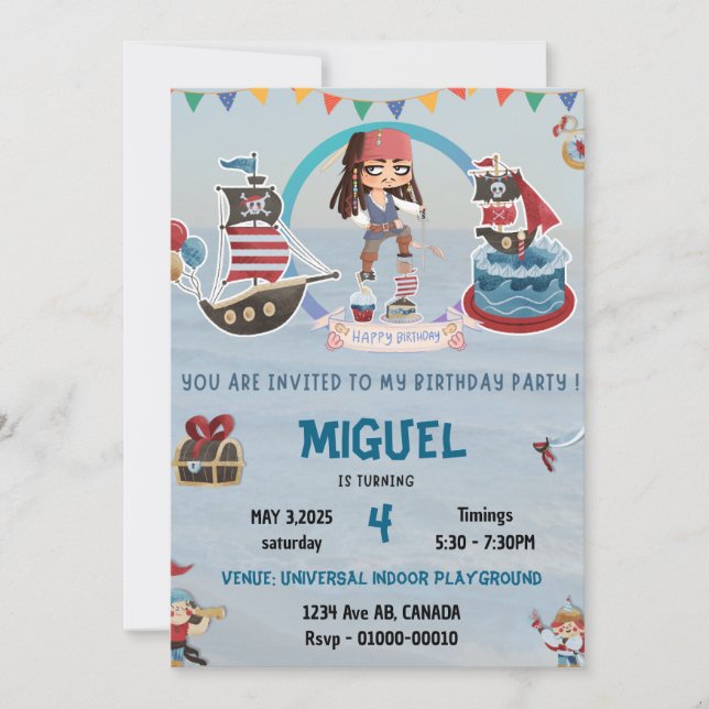 PIRATE THEMED BIRTHDAY EINVITE INVITATION (Front)