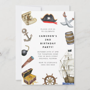 Pirate Themed Birthday Party Invitation