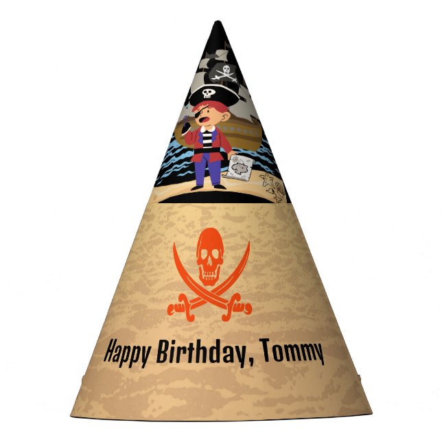 Pirate themed fun party hat skull & crossbones (Front)