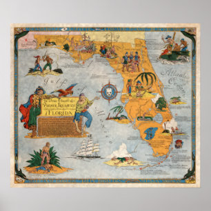 Pirate Treasure Chart of Florida Poster