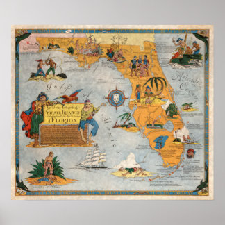 Pirate Treasure Chart of Florida Poster