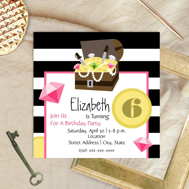 Pirate Treasure Chest Coins & Jewels Birthday Invitation (Creator Uploaded)