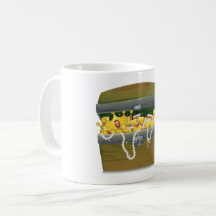 Pirate Treasure Chest with Jewels and Sword Coffee Mug