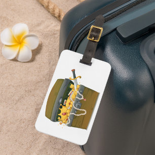 Pirate Treasure Chest with Jewels and Sword Luggage Tag