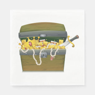 Pirate Treasure Chest with Jewels and Sword Napkin