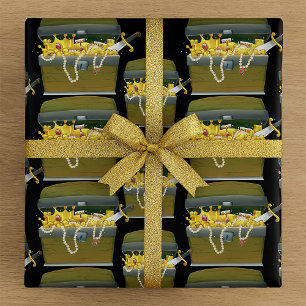 Pirate Treasure Chest with Jewels and Sword Wrapping Paper