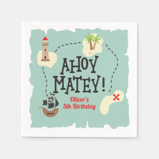Pirate Treasure Map Birthday Napkin