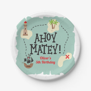 Pirate Treasure Map Birthday Paper Plate