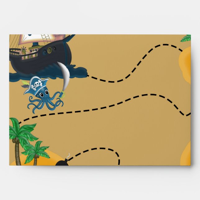 Pirate Treasure Map Birthday Party Envelopes (Front)