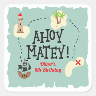 Pirate Treasure Map Birthday Square Sticker