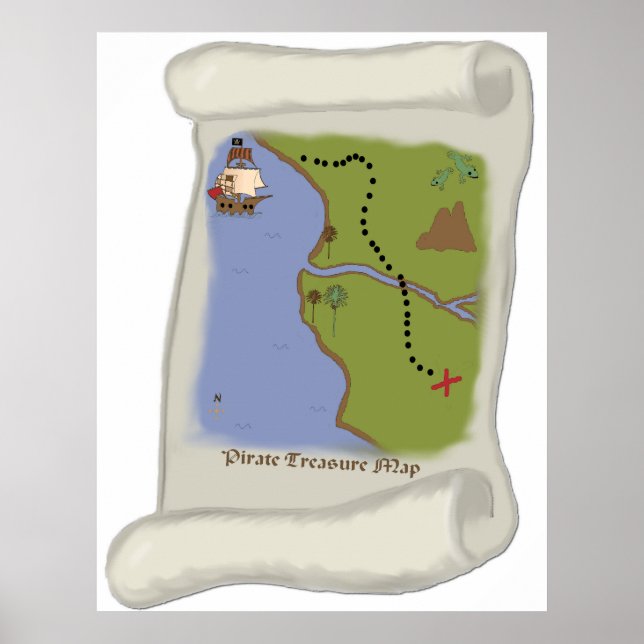 Pirate treasure map Game Poster (Front)