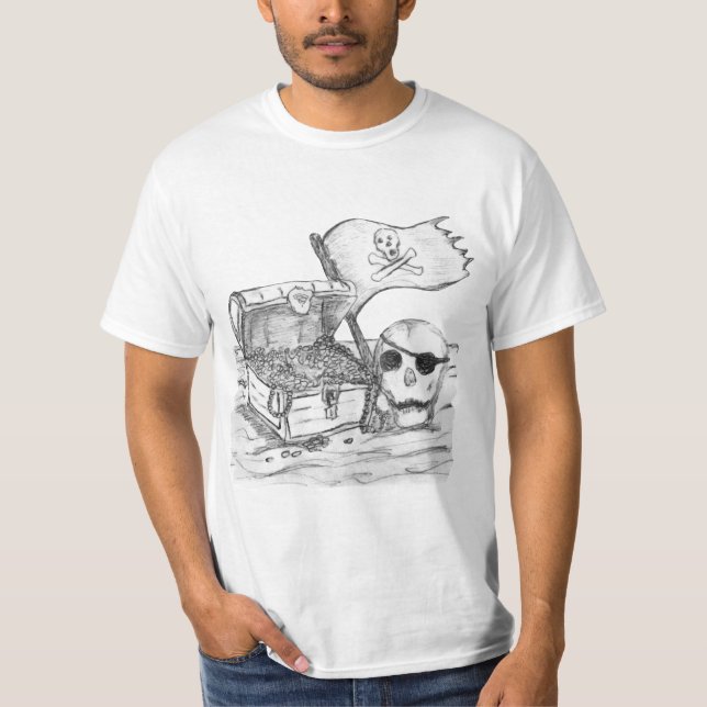 Pirate Treasure Scene Sketch T-Shirt (Front)