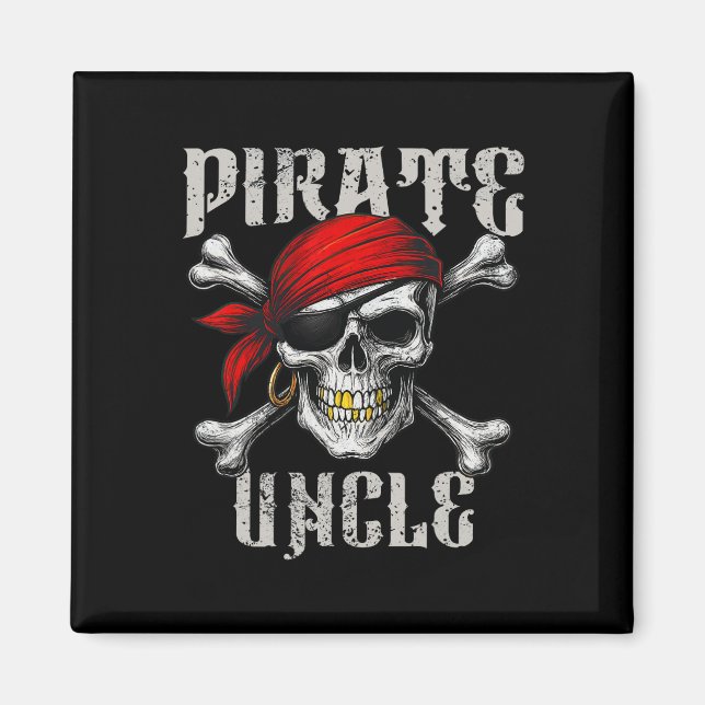 Pirate Uncle Jolly Roger Flag And Skull Crossbones Magnet (Front)