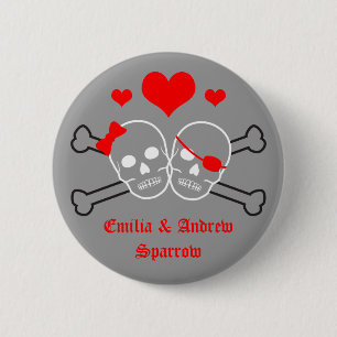 pirate wedding 6 cm round badge