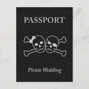 pirate wedding passport invitation postcard