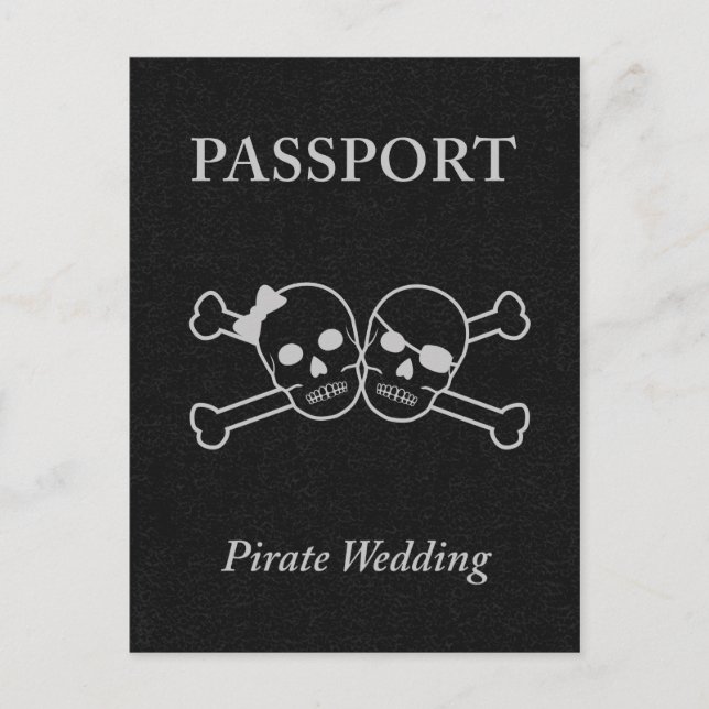pirate wedding passport invitation postcard (Front)