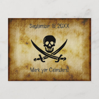 Pirate Wedding Save the Date Postcard