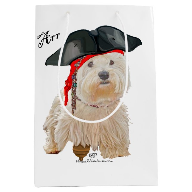 Pirate Westie Medium Gift Bag (Front)