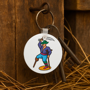 Pirate with Peg Leg and Sword Key Ring