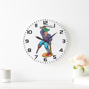 Pirate with Peg Leg and Sword Large Clock