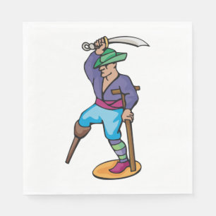 Pirate with Peg Leg and Sword Napkin