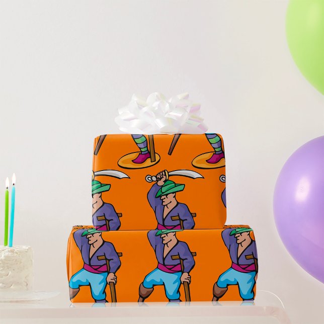 Pirate with Peg Leg and Sword Wrapping Paper (Creator Uploaded)