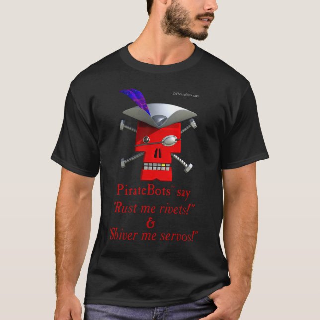 PirateBots -- unique 3D pirate robot shirt design (Front)