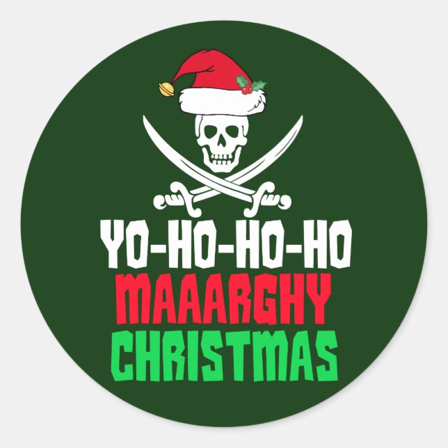 piratechristmasfull classic round sticker (Front)