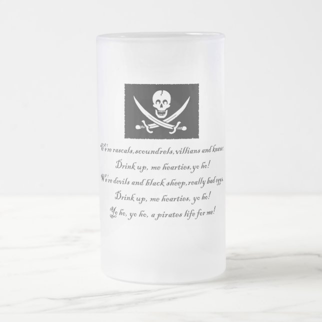 PirateLife,GlassMug Frosted Glass Beer Mug (Center)