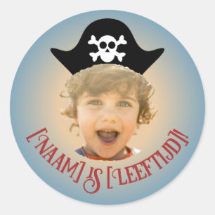 Piraten Foto Sticker– Eigen Naam & Leeftijd - Classic Round Sticker