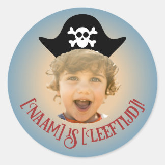 Piraten Foto Sticker– Eigen Naam & Leeftijd - Classic Round Sticker