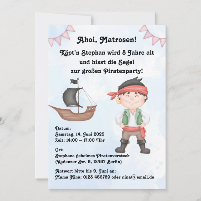 Piratenkinder Geburtstags- Invitation (Front)